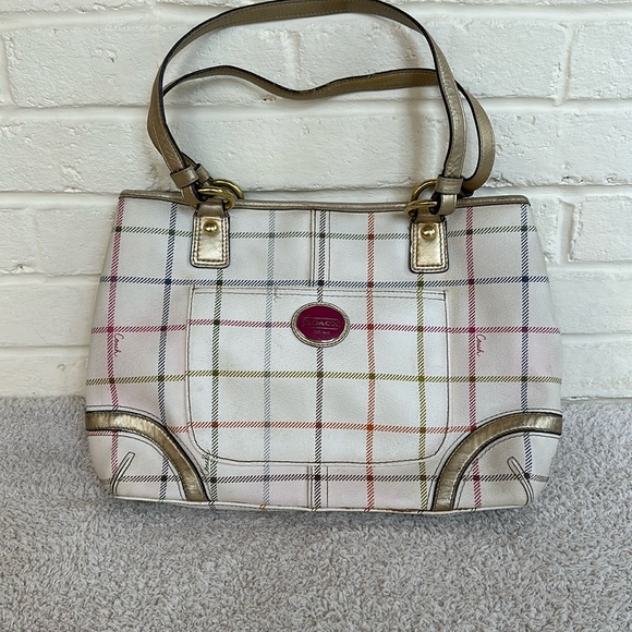 Coach Peyton Tattersall Tote Handbag - Picture 1 of 11